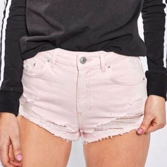 TOPSHOP Moto Kiri Pink Distressed Shorts! Size 30 - Picture 1 of 7
